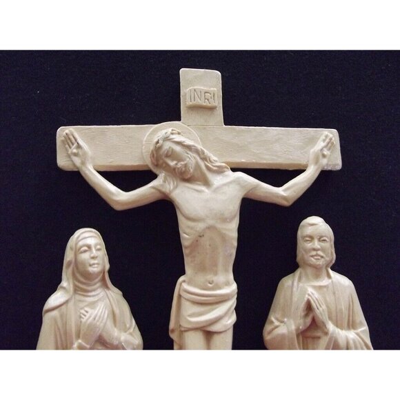 Cross Jesus Mary Vtg Original Home 7" Crucifix Religious Wall Hanging Decor mcm - Picture 4 of 8